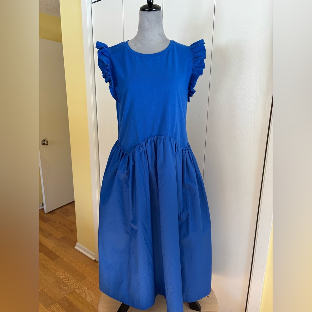 Royal Blue Ruffle Sleeve Midi Dress Large